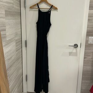 Long silk dress navy